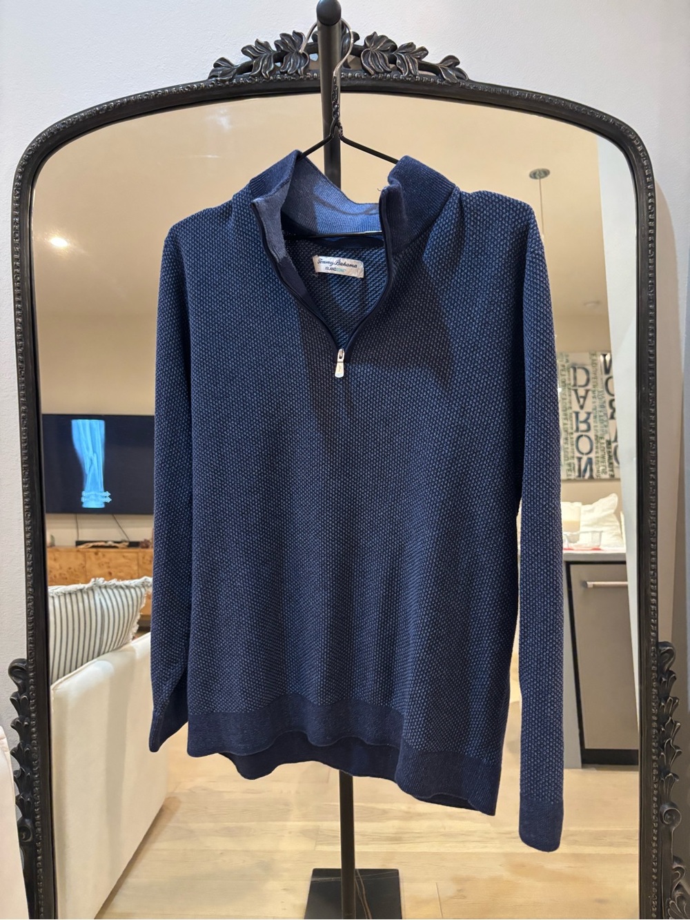 Tommy Bahama Navy Textured Half-Zip Pullover
